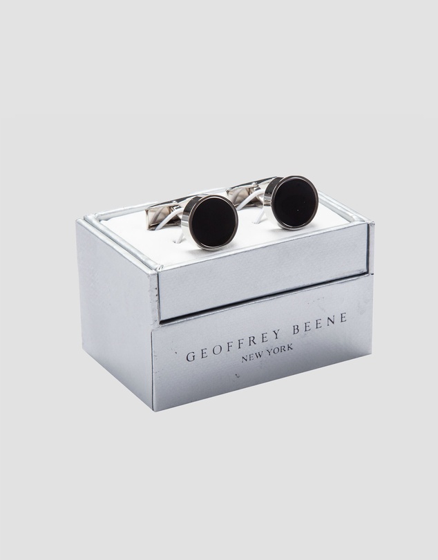 Geoffrey Beene - Round Black Stone Cufflinks