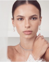 The White Collection - Beatrice - Classic Silver Pearl Bridal Drop Earrings