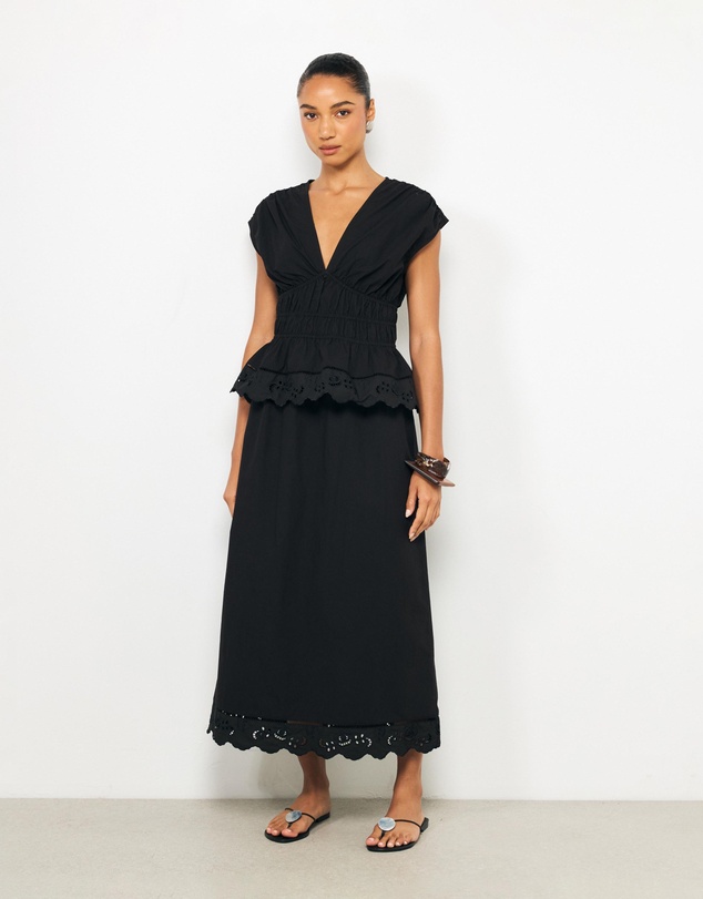 AERE - Bonnie Lace Trim Maxi Skirt