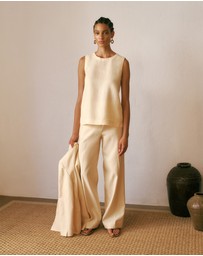Trenery - Delave Linen Shell Tank in Butter