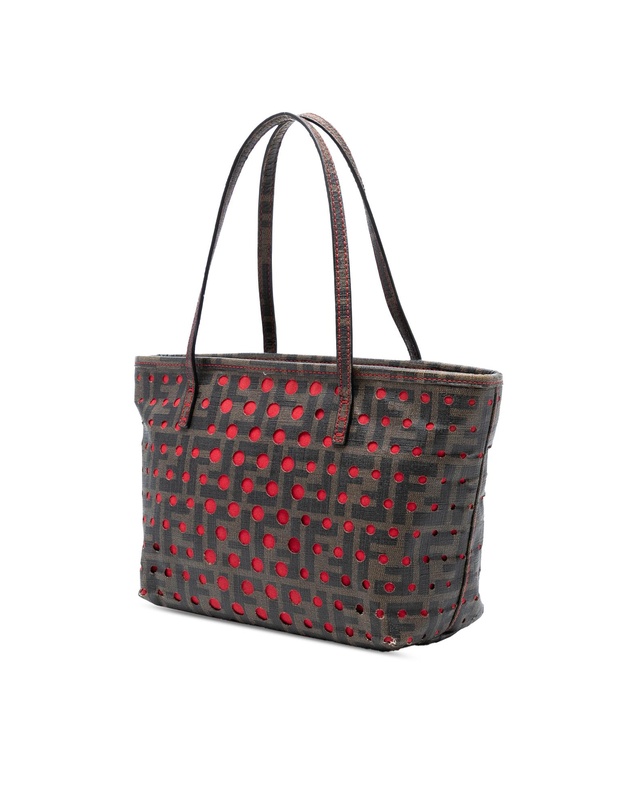 Fendi - Pre-Loved Small Perforated Zucca Spalmati Roll Tote