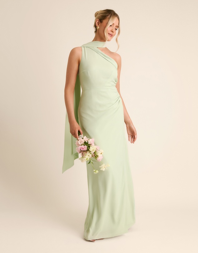 Six Stories - One Shoulder Neck Tie Chiffon Bridesmaid Dress