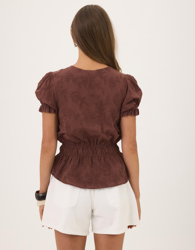Atmos&Here - Eliza Embroidered Gathered Top