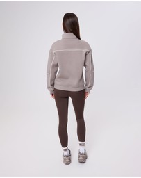 Upstate - Half Zip Pannelled Crew - Cinder