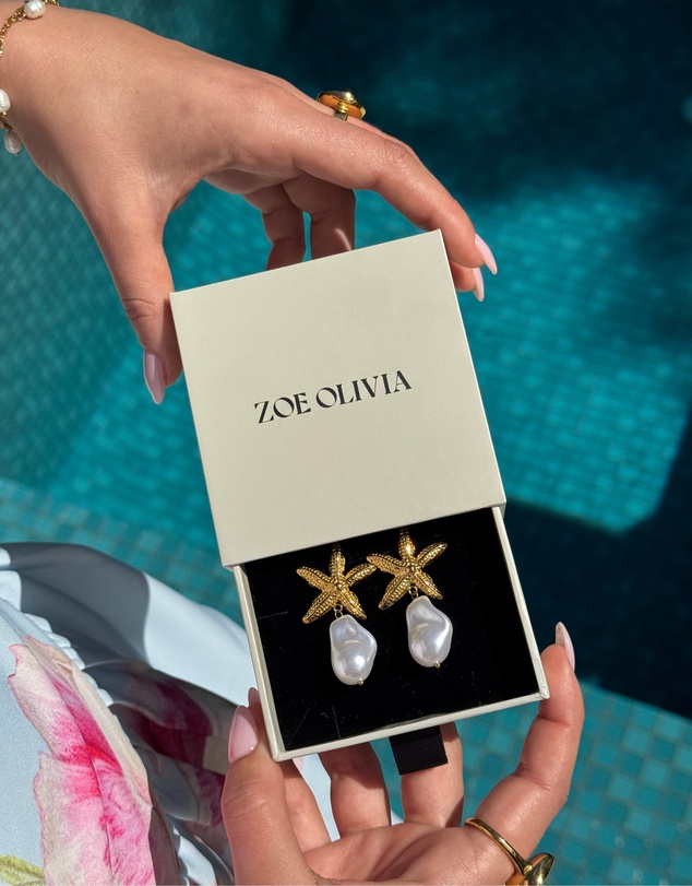 Zoe Olivia - Waterproof Starfish and Pearl Drop Stud Earrings