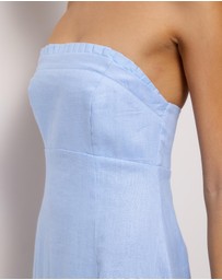 AERE - Cova Pleat Trim Linen Midi Dress