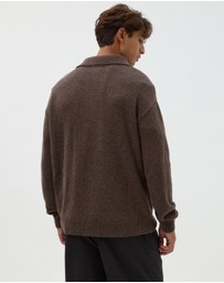 AERE - Wool Blend Oversized Collar Polo