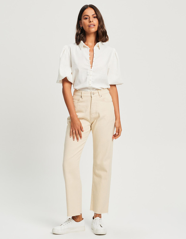 Tussah - Kiara Puff Sleeve Button Front Blouse
