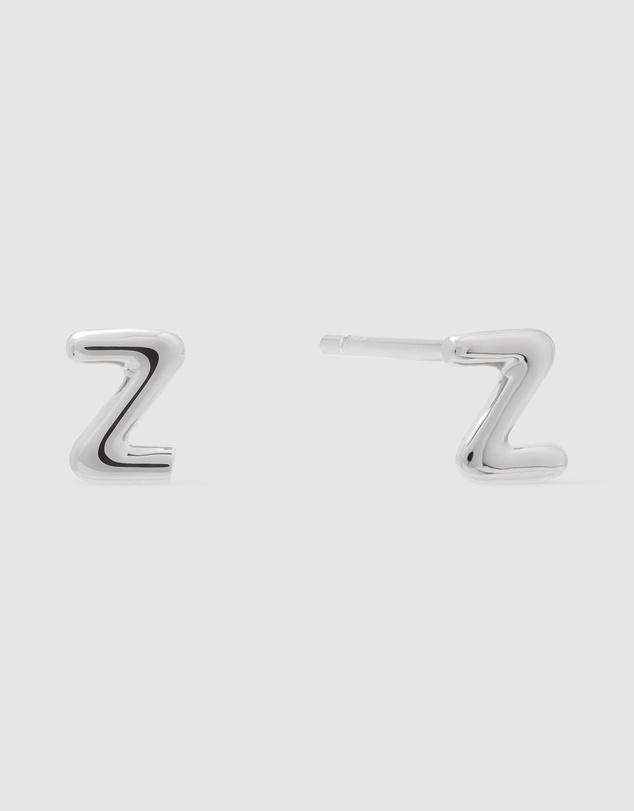 Wanderlust + Co - Alphabet Bubble Silver Stud Earrings - Letter Z