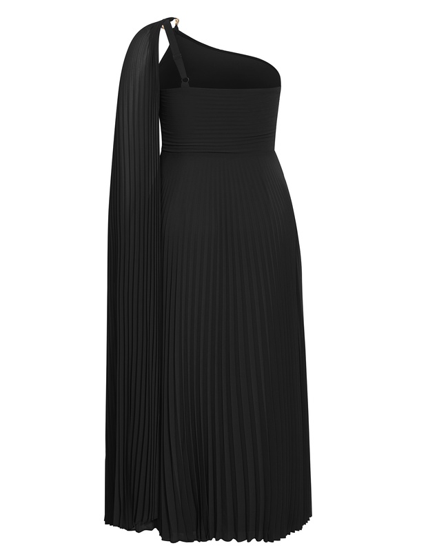 City Chic - Eloura One Shoulder Pleat Maxi Dress