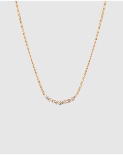 Elli Jewelry - Necklace Women White Lab Grown Diamond 925 Sterling Silver Gold Plated