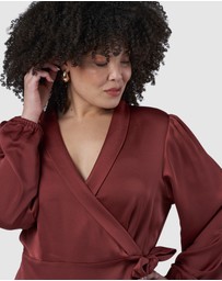 Pink Dusk by Curve Project - Girl Crush Satin Wrap Dress