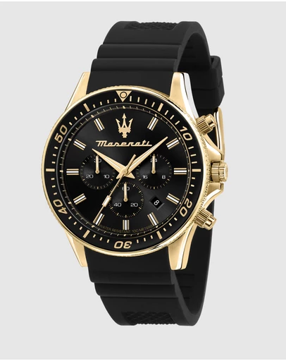Maserati - Sfida 44mm Black Stainless Steel Chronograph Watch