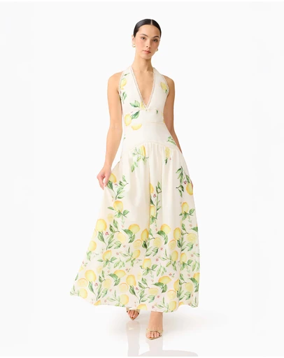 Elliatt - Hana Halter Gown In Yellowmulti