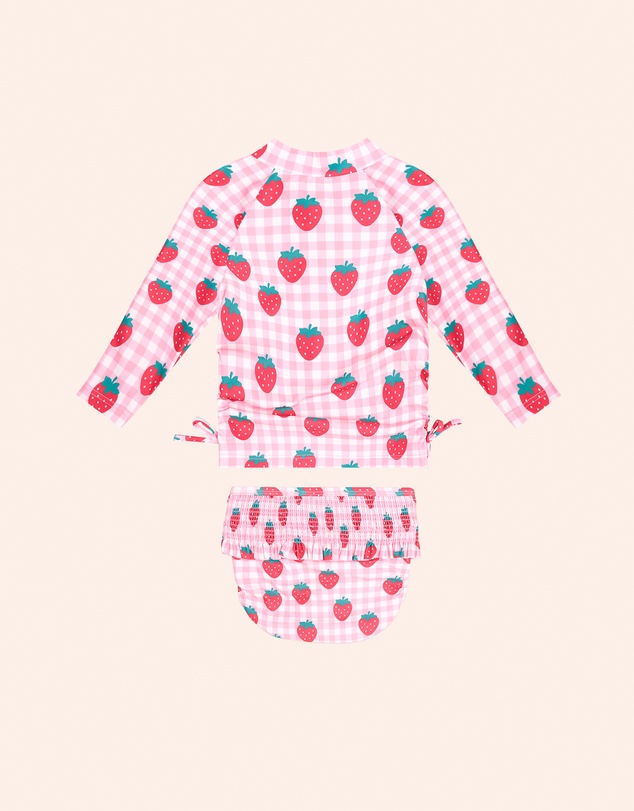Huxbaby - 2-Piece Strawberry Check Swim Set - Babies-Teens
