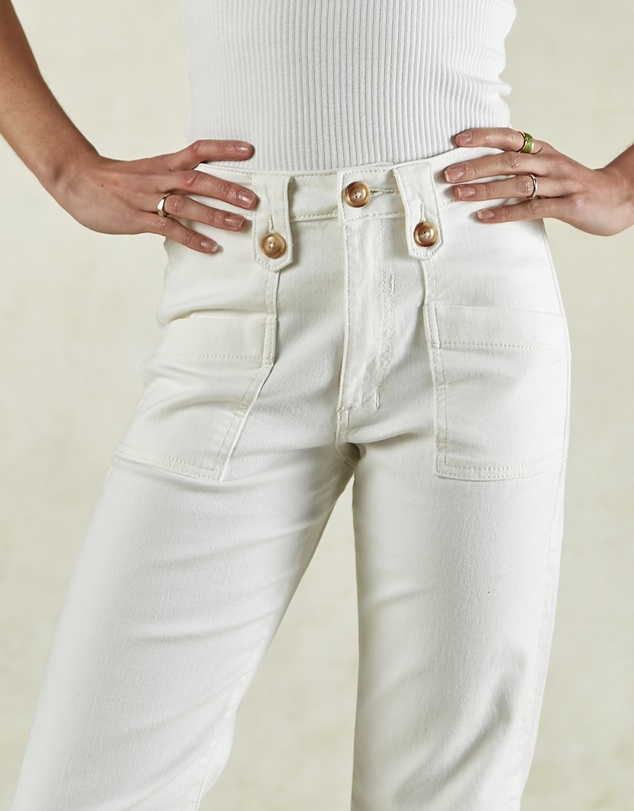 DRICOPER DENIM - Stella Stretch High Waisted Ivory Trousers