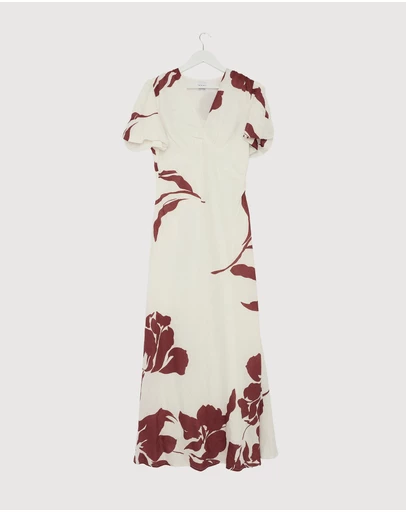 Revibe - Repaired Minima Esenciales Amaya Puff Sleeve Maxi Dress - AU 14