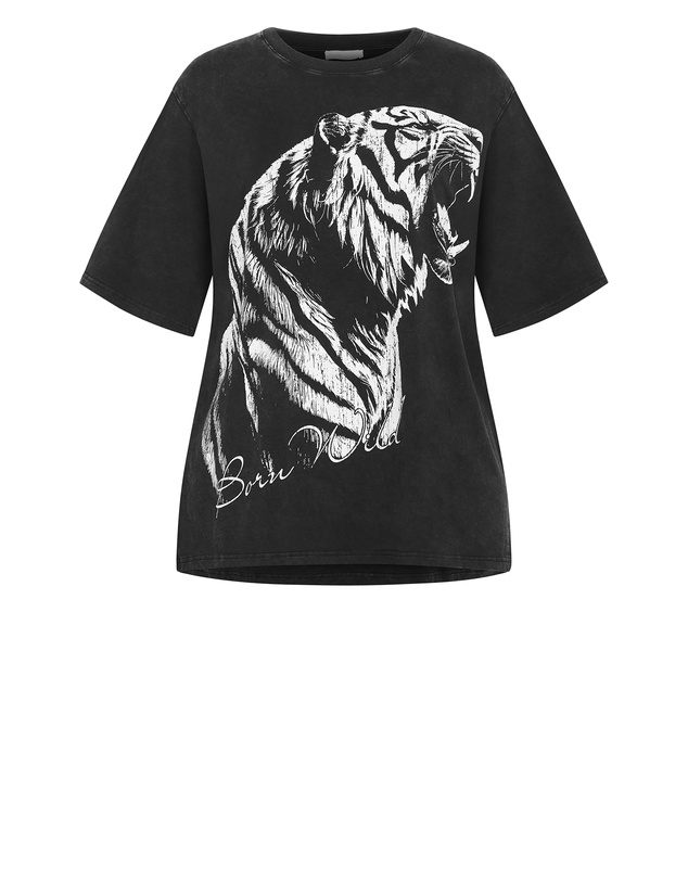 City Chic - Plus size Liv Born Wild Oversized Cotton Tee - black
