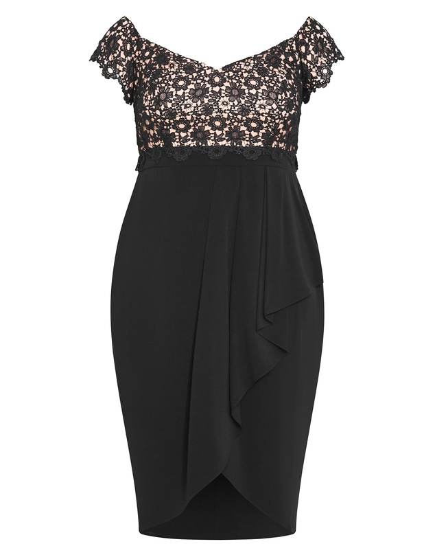 City Chic - Plus sizeLace Glamour Midi Dress - black