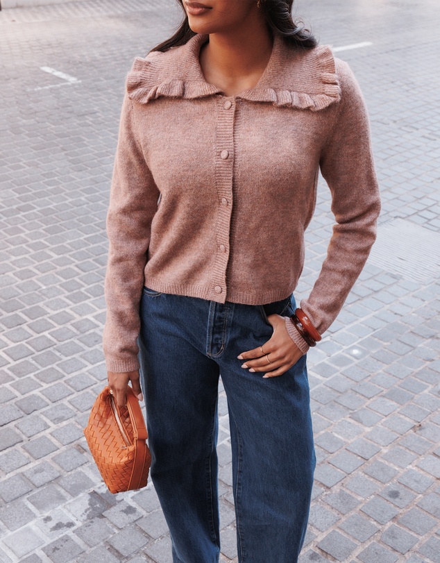 Petal & Pup - Carmello Frill Collar Cardigan - Mocha