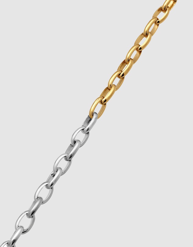 Kuzzoi - ICONIC EXCLUSIVE - Necklace Male Round Chain 925 Sterling Silver Bicolor