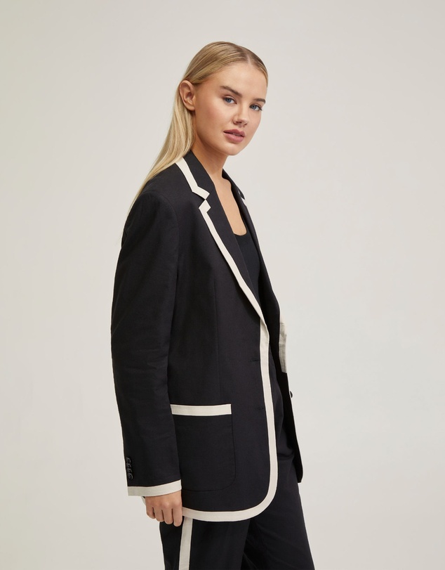 Oxford - Willow Linen Jacket With Contrast Trim