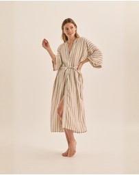 Gingerlilly - Sunny Natural Stripe Linen Robe