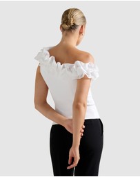 Forever New - Sadie Tipped Shoulder Ruffle Top