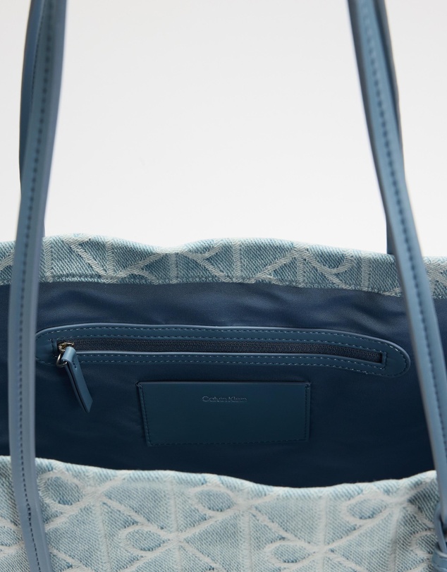 Calvin Klein - Emblem Aop Denim Tote W/ Pouch