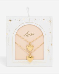 Lovisa - Waterproof Gold Plated Stainless Steel Heart Locket Necklaces 2-Pack