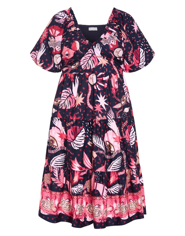 City Chic - Simona Print Puff Sleeve Dress
