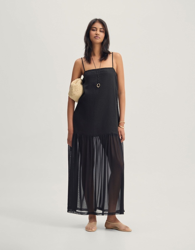 Oxford - Kristel Linen And Mesh Dress
