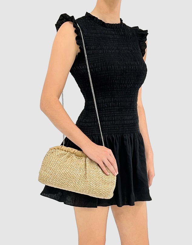 Olga Berg - AMALIA Pleated Woven Clutch