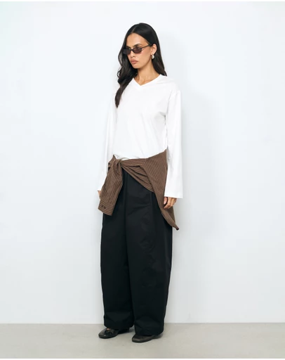 AERE - Organic Cotton Twill Barrel Leg Pants