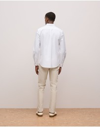 Trenery - Regular Fit Cotton Monogram Oxford Shirt in White