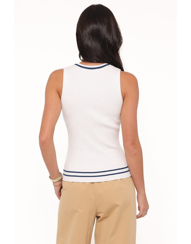 Petal & Pup - Marion Henley Knitted Tank Top - White