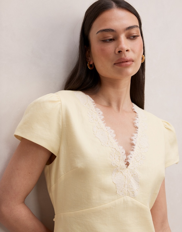 Forever New - Lexi Lace Trim Linen Mini Dress