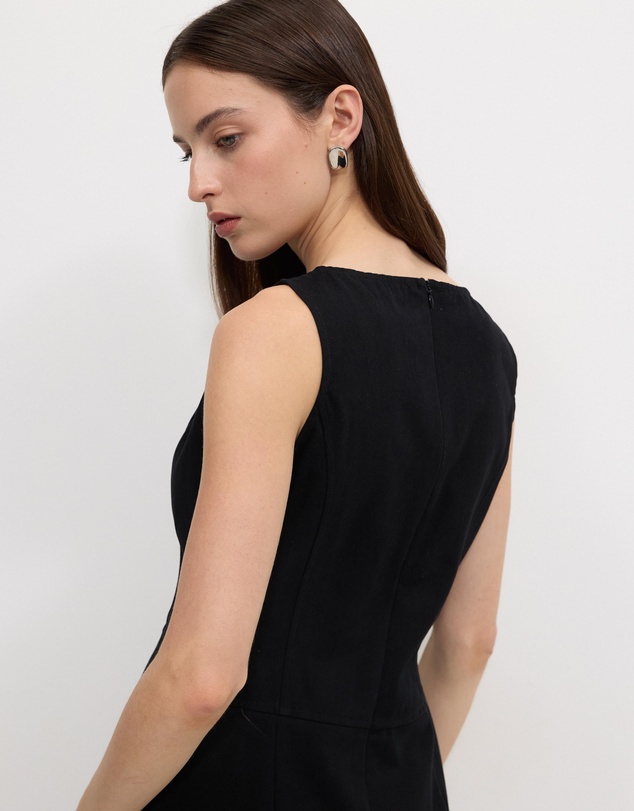 Calli - Matt Cotton Twill Midi Dress