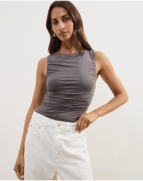 Atmos&Here - Effie Sleeveless Gathered Jersey Bodysuit