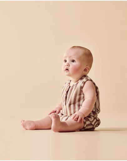 Wilson & Frenchy - Cherry Cola Stripe Organic Terry Growsuit - Babies