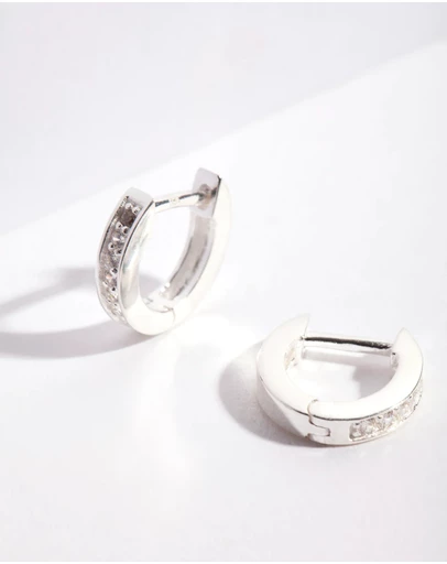 Lovisa - Sterling Silver Cubic Zirconia Huggie Earrings