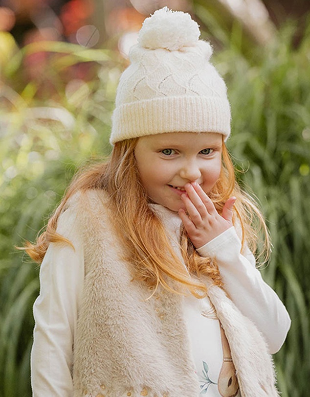 Bebe by Minihaha - Cream Pointelle Pom Pom Beanie - Babies-Kids