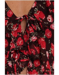 Petal & Pup - Aveline Chiffon Ruffle Front Top - Brown Floral