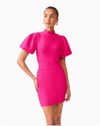 Elliatt - Naomi Puff Sleeve Mini Dress in Raspberry Pink