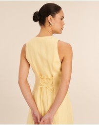 AERE - Linen Button Down Midi Dress