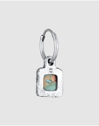 Haze & Glory - ICONIC EXCLUSIVE - Earrings Men Turquoise Square Hoop 925 Sterling Silver