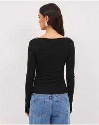 Calli - Mia Draped Long Sleeve Jersey Top