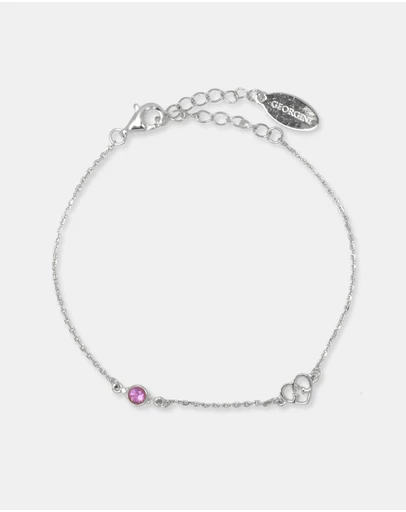 Georgini - Natural Amethyst And Two Natural Diamond February Silver Bracelet