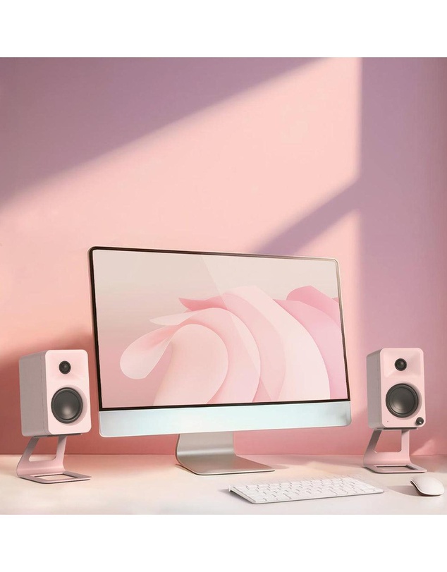 iWorld - Kanto ORA 100W Powered Reference Desktop Computer Speakers with Bluetooth 5.0 Pink