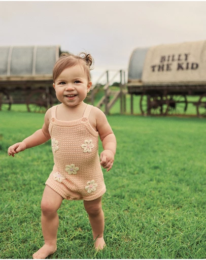Kynd Baby - Crochet Romper in Blooms